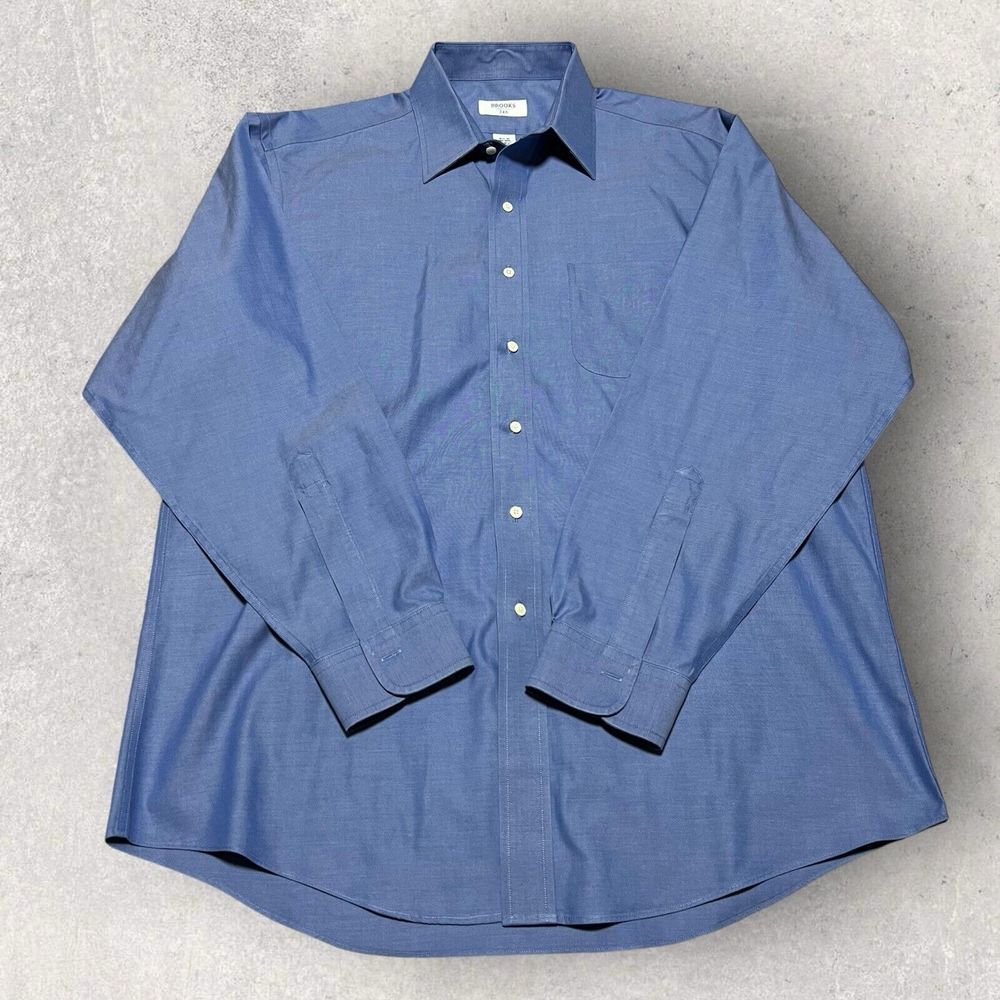 Vintage Brooks Brothers 346 Shirt Mens Large 16.5-35 Blue Preppy‎ Classiccore